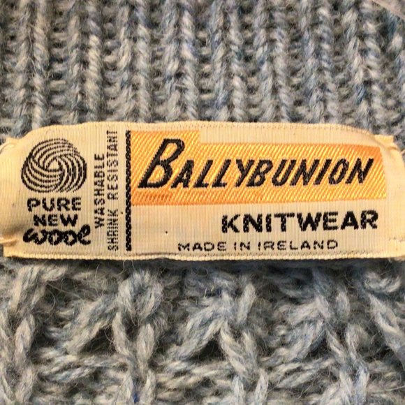 Ballybunion Knitwear - Vintage Light Blue Long Cardigan 100% Wool Sweater made - Picture 7 of 7